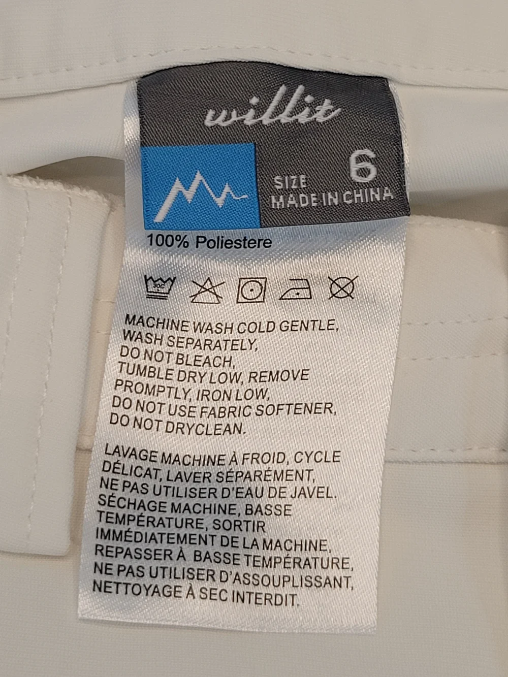 Willit Size 6 Men's White Straight-Leg Pants